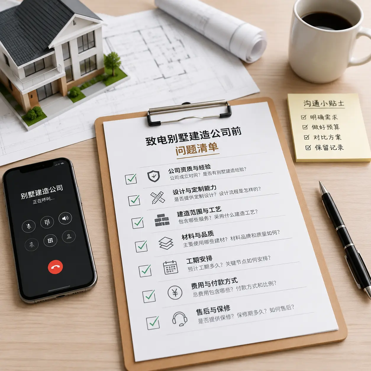 在黄平拨打别墅建造公司电话前的准备工作